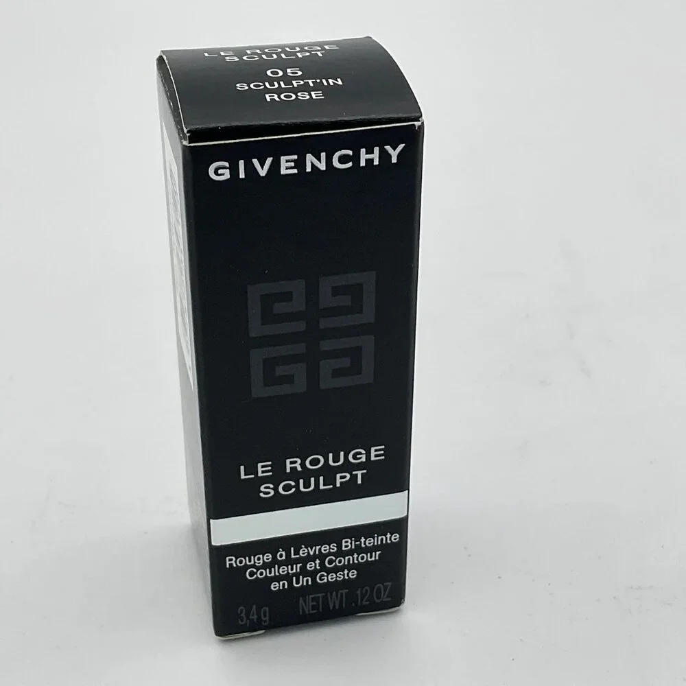 Givenchy Le Rouge Sculpt Two-Tone Lipstick #05 Sculpt'in Rose NIP Leather Case